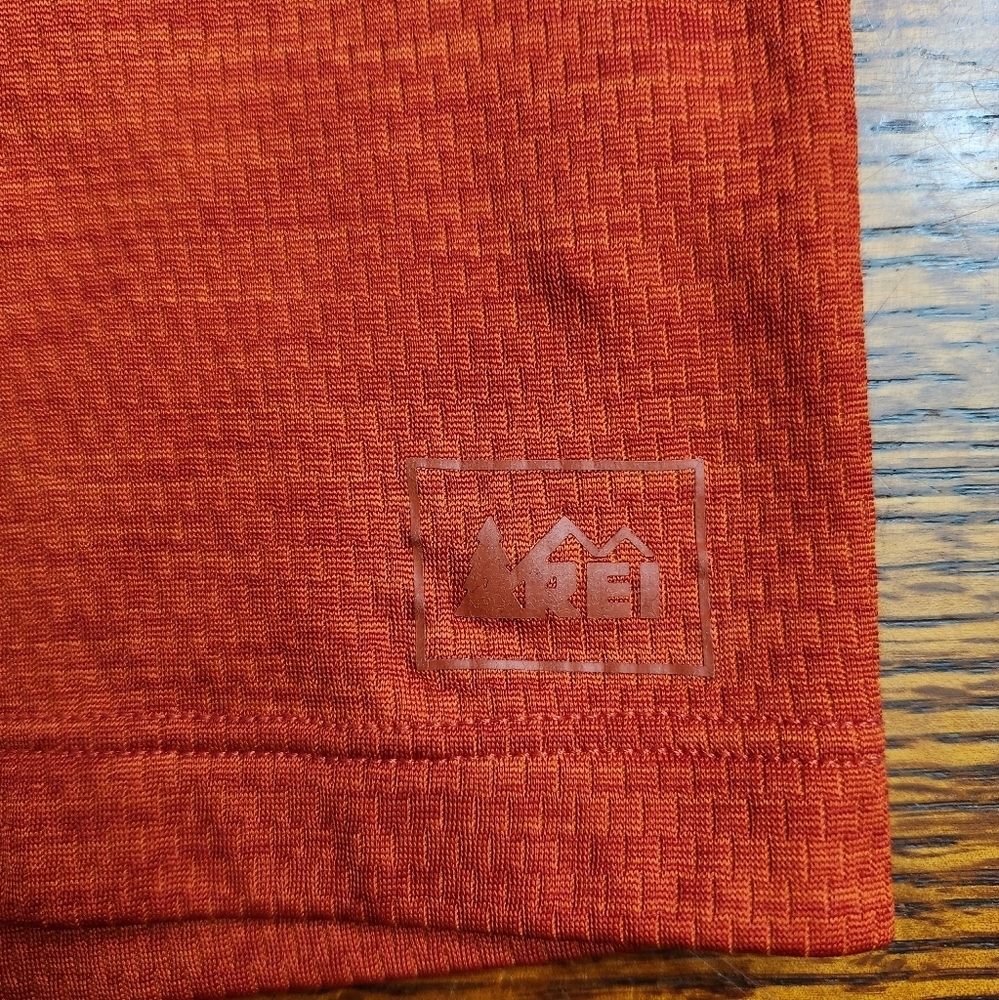 REI mens Large orange quarterzip medium-weight pullover active shirt - Picture 8 of 15